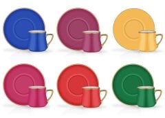 COLORED 6 RENK 6'LI TÜRK KAHVESİ FİNCANI