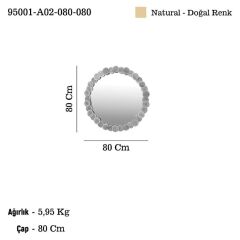LAPENA AHŞAP YUVARLAK AYNA 80CM