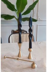 SİYAH BURGU 2'Lİ ŞAMDAN MUM 25CM