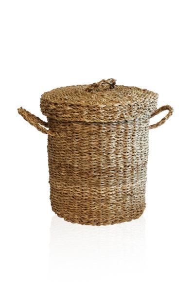 HASIR KULPLU YUVARLAK ÇAMAŞIR SEPETİ 45CM