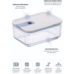 NEOFLAM PERFECT SEAL DİKDÖRTGEN CAM SAKLAMA KABI 1100ML