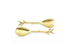 ALTIN YAPRAK DESEN 2'Lİ SALATA SERVİS SETİ