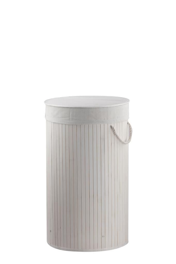 BAMBU YUVARLAK BEYAZ KATLANIR ÇAMAŞIR SEPETİ 60CM
