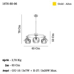 RAZNO ALTIN 3+3 AVİZE 3XGU10+3XE27