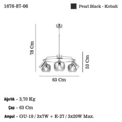 RAZNO KOBALT 3+3 AVİZE 3XGU10+3XE27