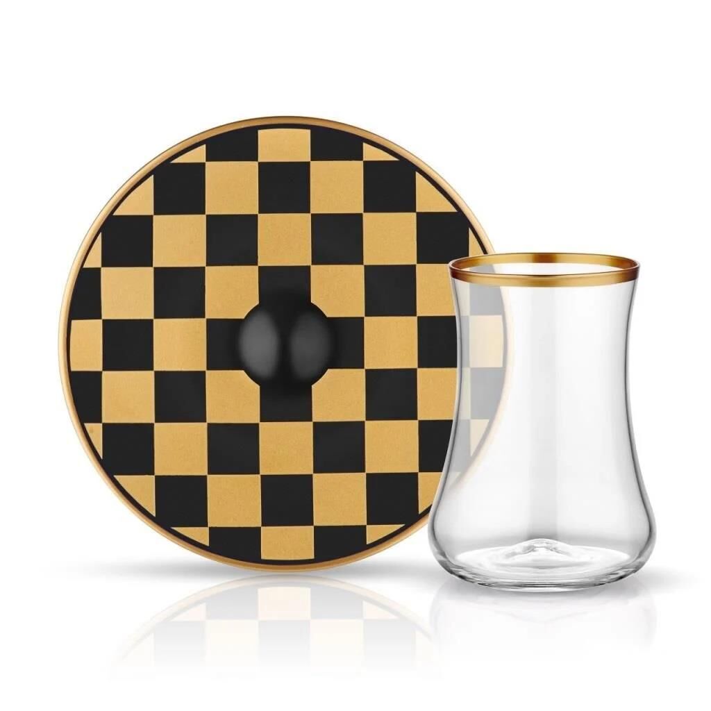 KOLEKSİYON DERVISH DAMA SİYAH ÇAY SETİ 1 KİŞİLİK