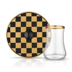 KOLEKSİYON DERVISH DAMA SİYAH ÇAY SETİ 1 KİŞİLİK