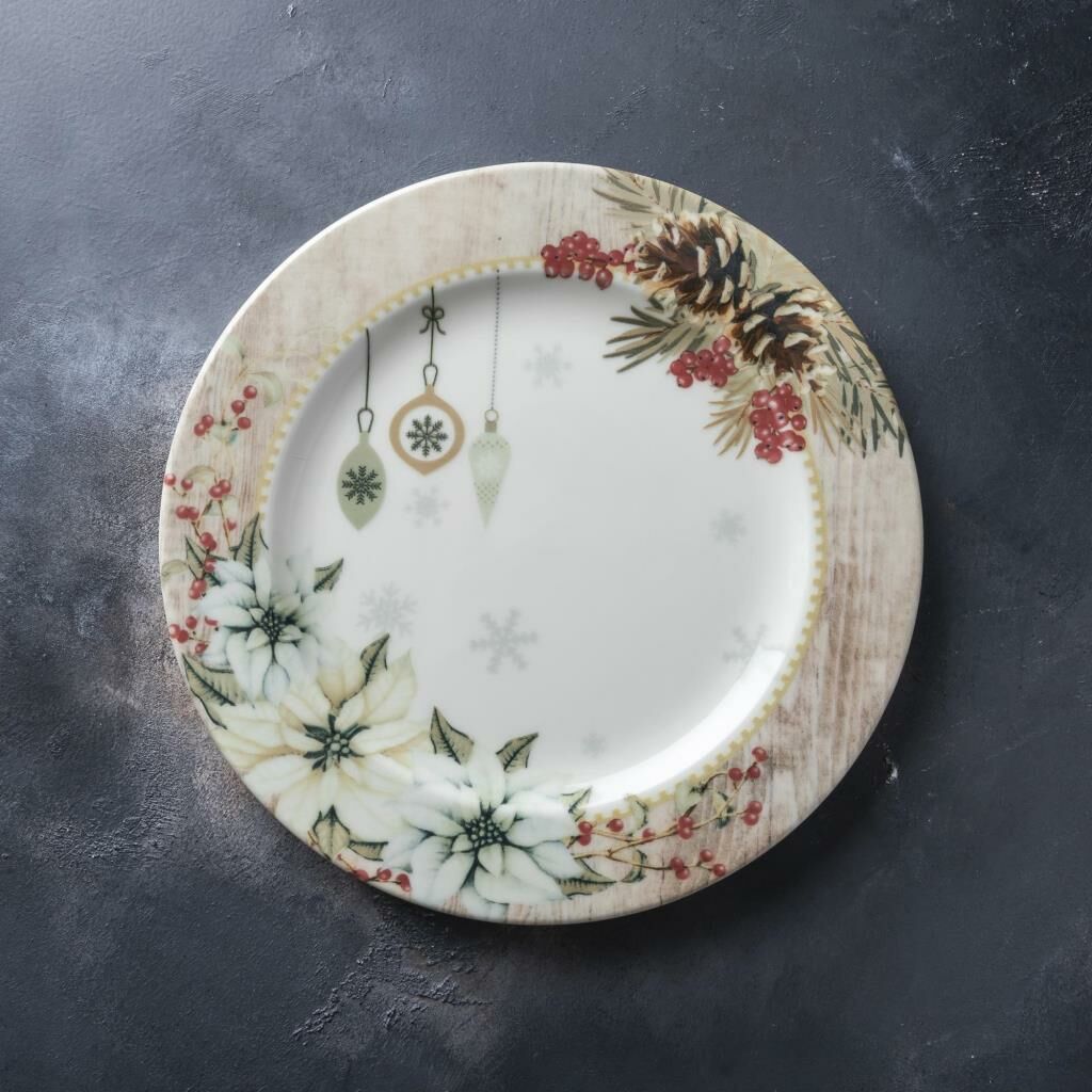 NOEL TEMALI TEKLİ SERVİS TABAK 26CM
