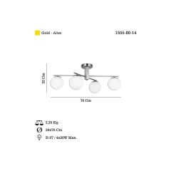 CEKA ALTIN MERMER 4'LÜ PLAFONYER AVİZE 4XE27