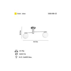 CEKA ALTIN MERMER 2'Lİ PLAFONYER AVİZE 2XE27