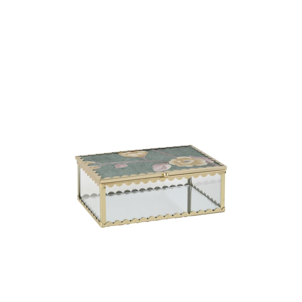 YEŞİL ALTIN CAM DEKORATİF KUTU 15X10X5CM