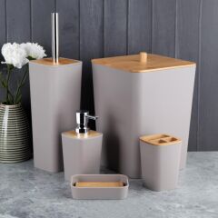 BRAGA KAHVE AHŞAP 5'Lİ BANYO SETİ