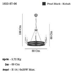 GOOSE KOBALT 6'LI AVİZE 8XE14