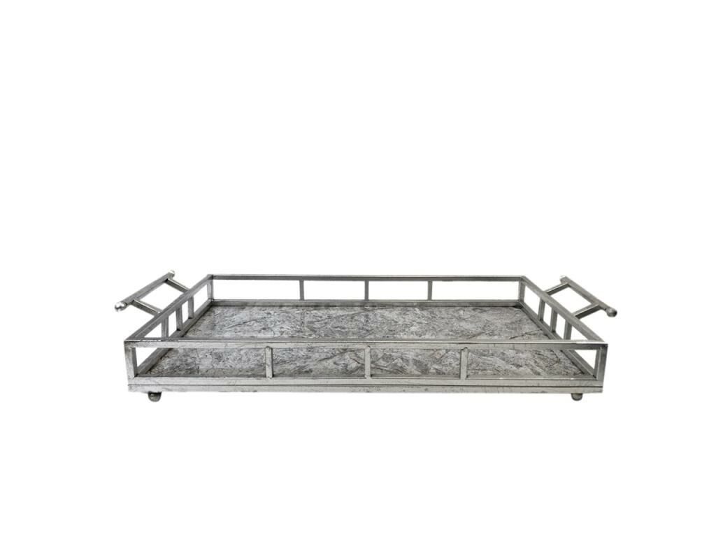 GÜMÜŞ-MERMER ESKİTME DİKDÖRTGEN TEPSİ 63cm