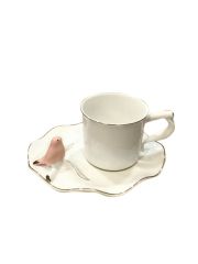 PEMBE KUŞ FİGÜRLÜ 6 KŞ.KAHVE FİNCAN SETİ