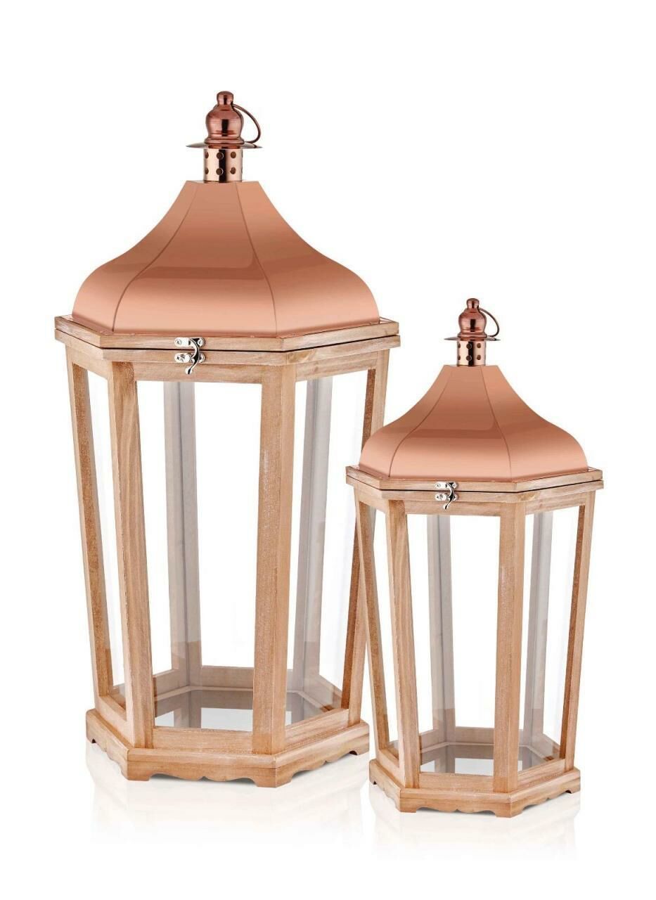 BAKIR AHŞAP 2'Lİ FENER SET 60&45cm