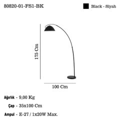 PUCARA SİYAH LAMBADER 1XE27