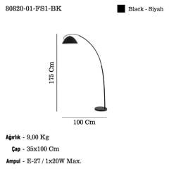 PUCARA SİYAH LAMBADER 1XE27