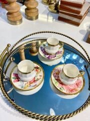 KALMIA ÇİÇEKLİ 6 KİŞİLİK TÜRK KAHVESİ FİNCANI