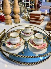 KALMIA ÇİÇEKLİ 6 KİŞİLİK TÜRK KAHVESİ FİNCANI