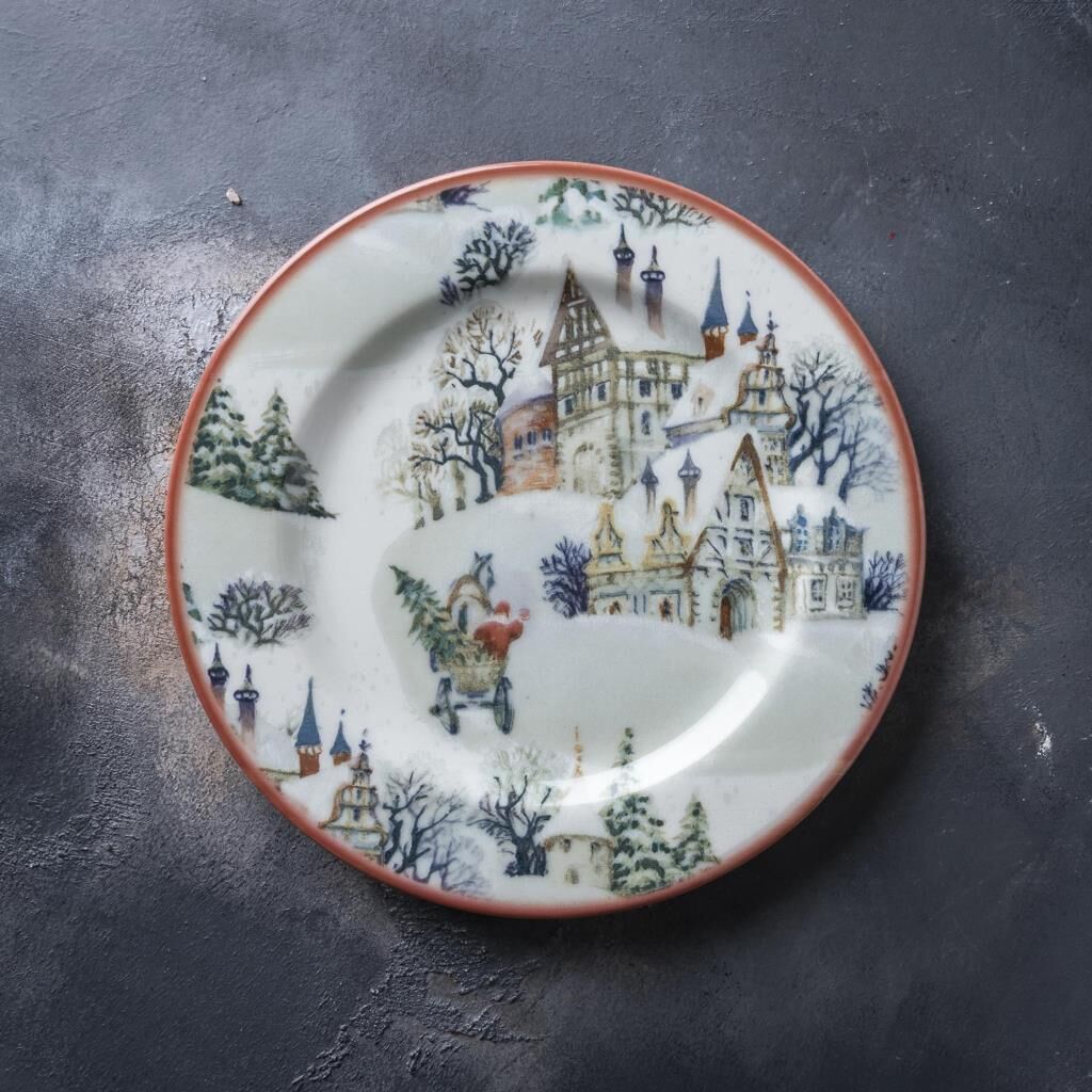 NOEL EV KIŞ TEMALI 6'LI PASTA TABAK 20CM