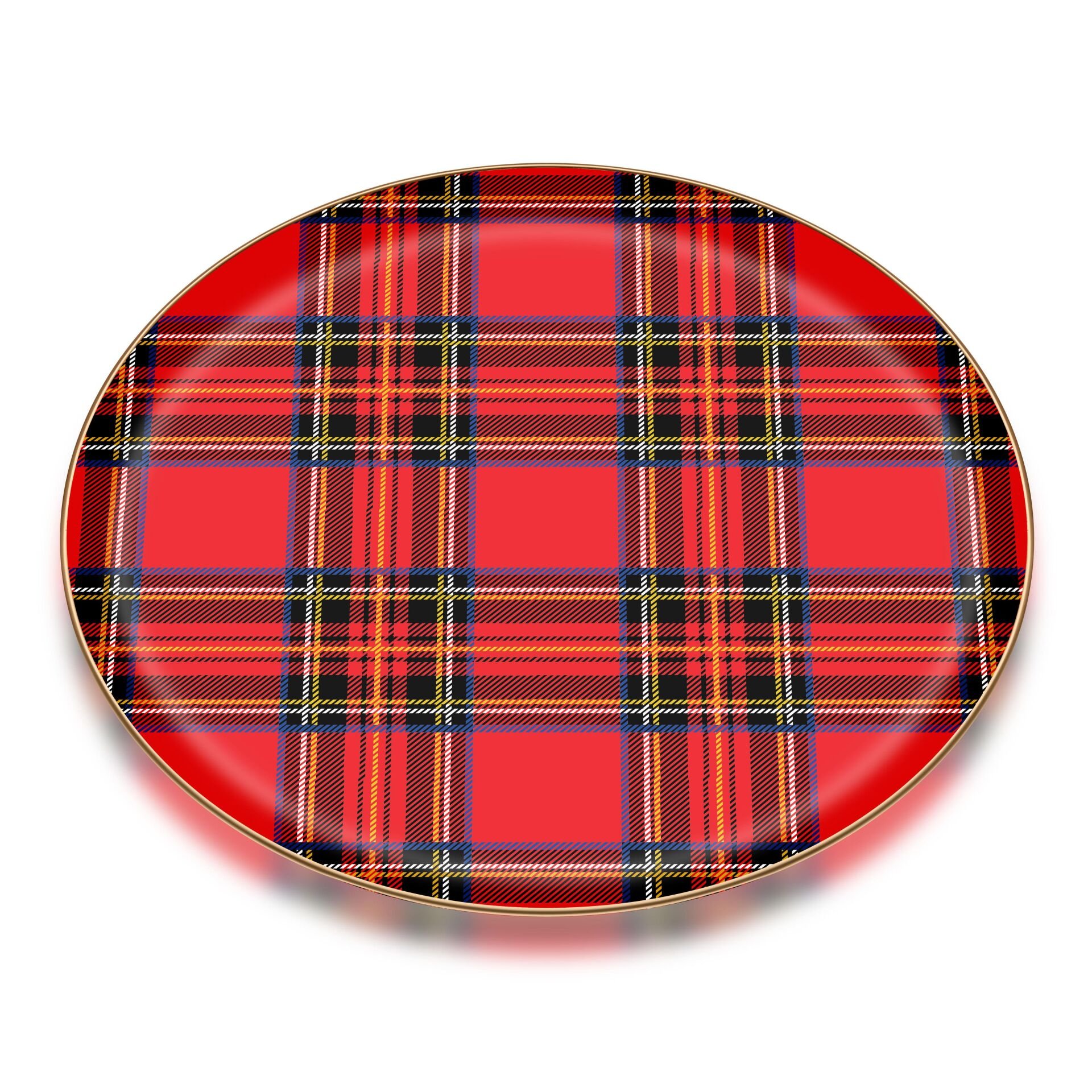 EKOSE KIRMIZI PARLAK ALTIN CAM TEPSİ