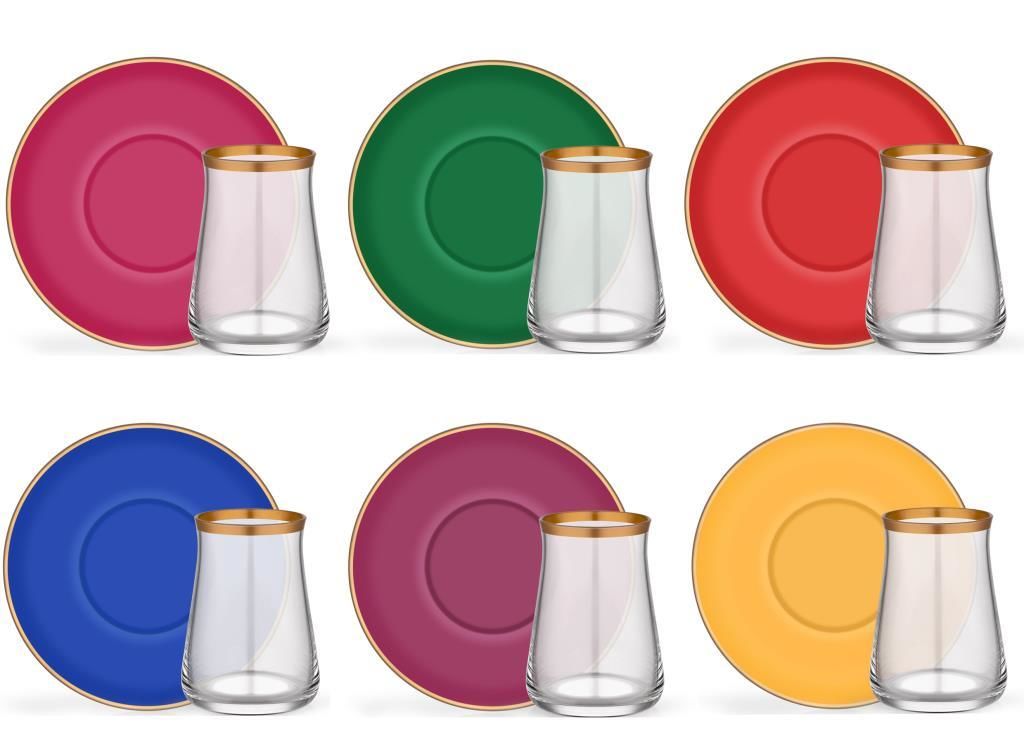 COLORED 6 RENK 6 KİŞİLİK ÇAY SETİ