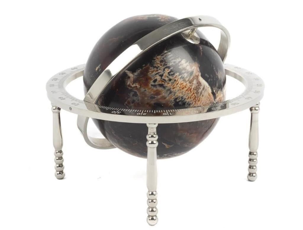 GÜMÜŞ KAHVE KÜRELİ DEKOR OBJE 33X22CM