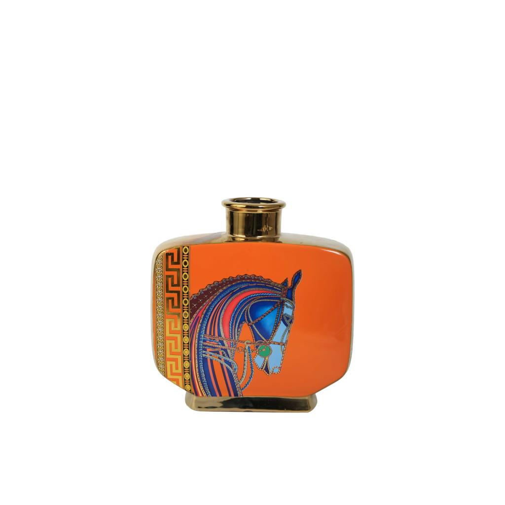 TURUNCU ATLI VAZO/DEKOR 23X9X25CM