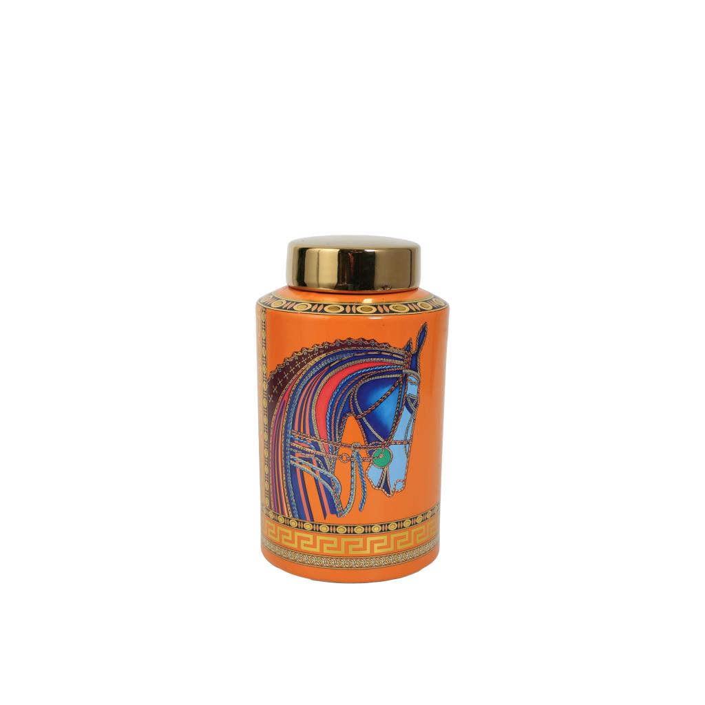 TURUNCU ATLI KAPAKLI VAZO/DEKOR 15X15X27CM