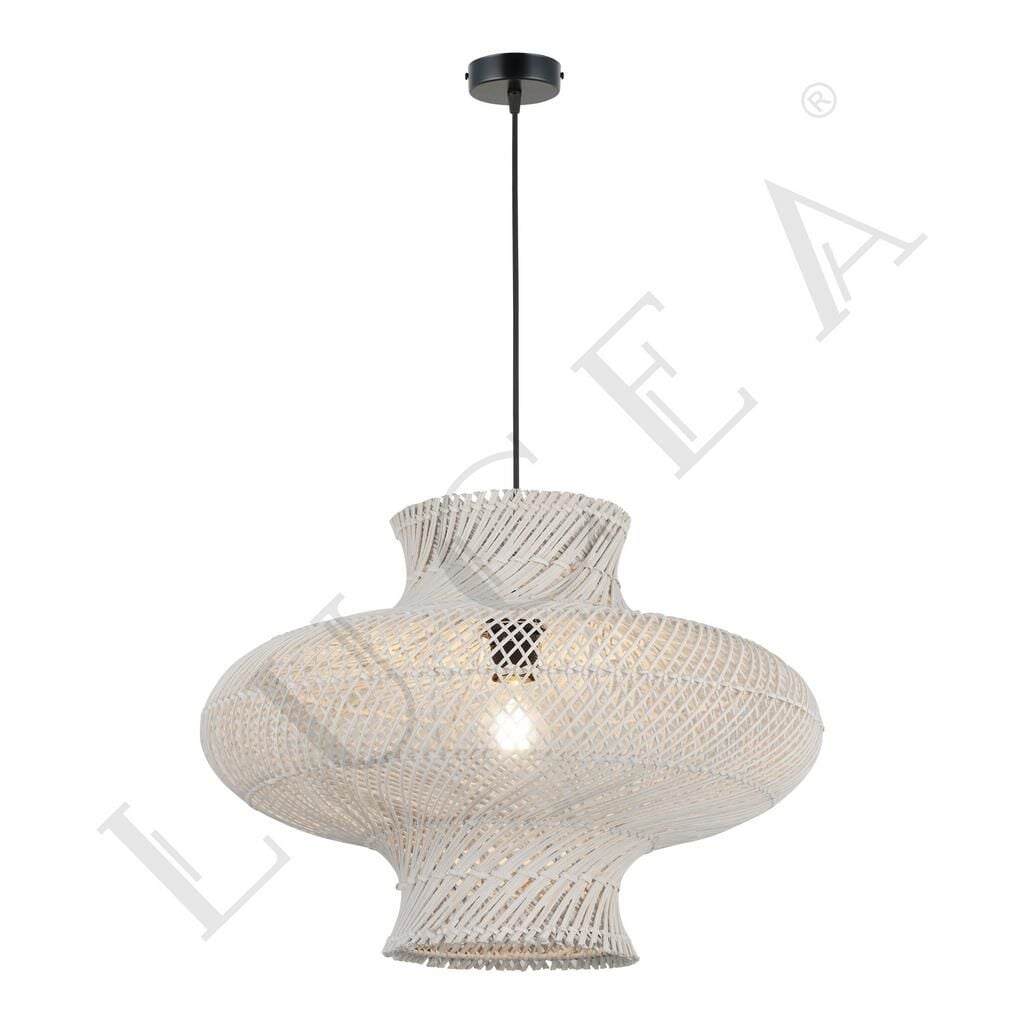 RENE 50CM BEYAZ PATİNE BAMBU TEKLİ SARKIT AVİZE E27x1