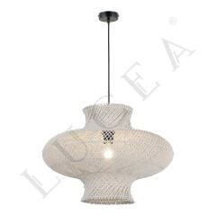RENE 50CM BEYAZ PATİNE BAMBU TEKLİ SARKIT AVİZE E27x1