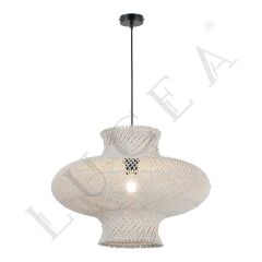 RENE 50CM BEYAZ PATİNE BAMBU TEKLİ SARKIT AVİZE E27x1