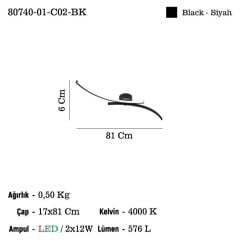 TONNA 2'Lİ LEDLİ PLAFONYER AVİZE 24W 4000K