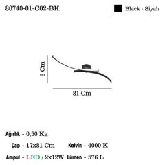 TONNA 2'Lİ LEDLİ PLAFONYER AVİZE 24W 4000K