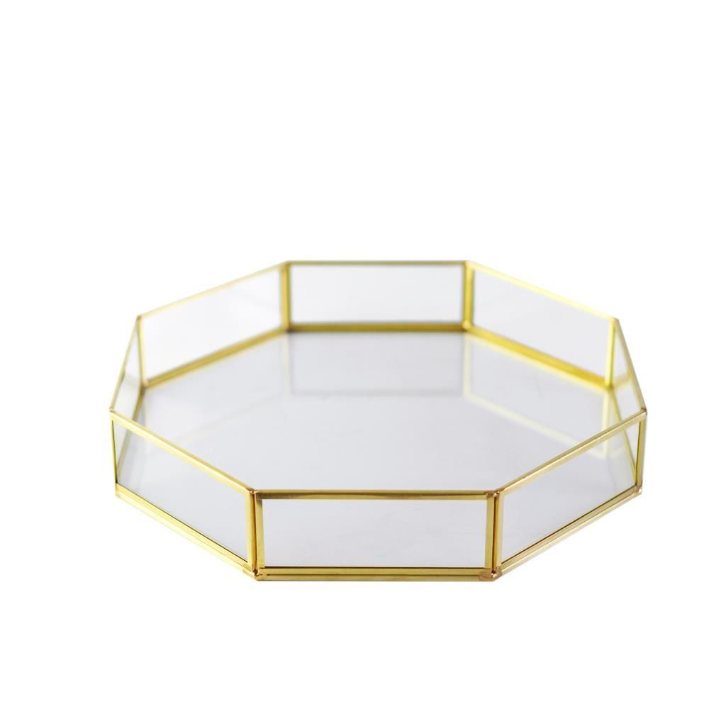 ALTIN SEKİZGEN TEPSİ/DEKOR 34CM