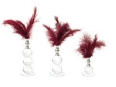 GÜMÜŞ BORDO 3'LÜ KRİSTAL TÜY