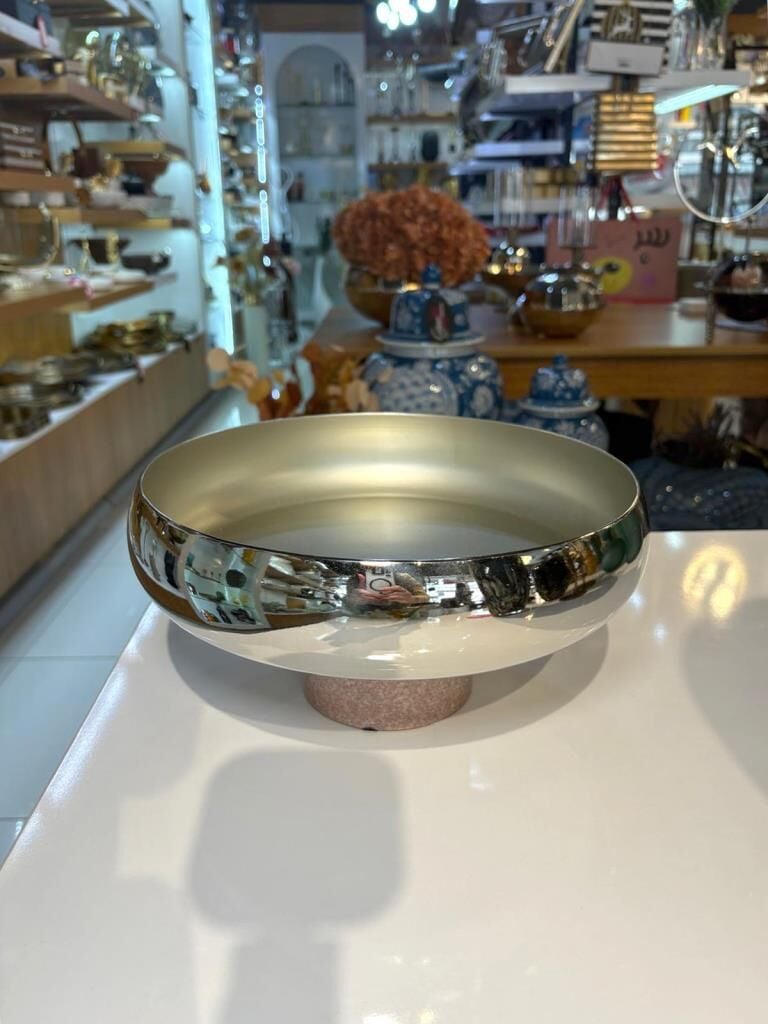 MERMER AYAKLI GÜMÜŞ KASE/GONDOL  26X12CM