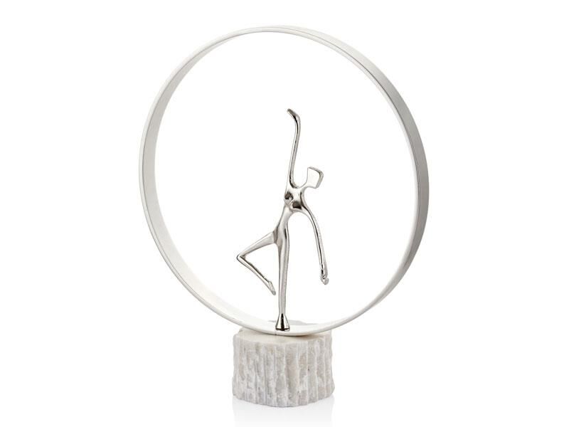 EVZA MERMER BEYAZ GÜMÜŞ BALERİN DEKOR 37CM