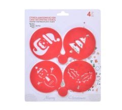 KIRMIZI NOEL TEMALI SİLİKON 4'LÜ KAHVE DESEN KALIBI