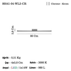 BARSEL KROM LEDLİ APLİK 80CM