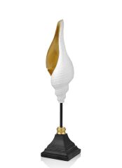 BEYAZ ALTIN STANDLI DENİZ KABUĞU 43CM