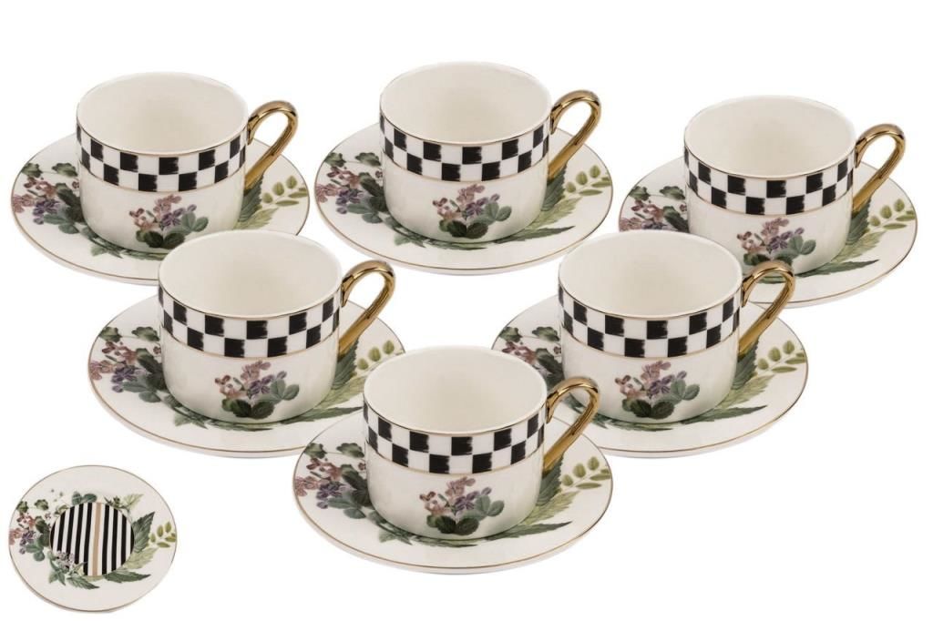 FLORAL BEYAZ 6'LI ÇAY FİNCAN SETİ