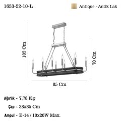 GOOSE 10'LU ANTİK LAK MASAÜSTÜ AVİZE 10XE14