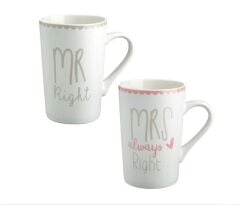 MR&MRS RIGHT 2'Lİ SEVGİLİLER GÜNÜ HEDİYESİ KUPA SETİ 350ML