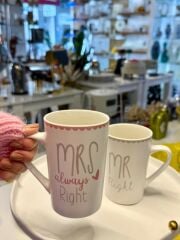 MR&MRS RIGHT 2'Lİ SEVGİLİLER GÜNÜ HEDİYESİ KUPA SETİ 350ML