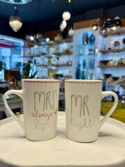 MR&MRS RIGHT 2'Lİ SEVGİLİLER GÜNÜ HEDİYESİ KUPA SETİ 350ML