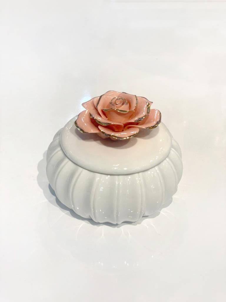 BEYAZ SOMON YUVARLAK PORSELEN KUTU 11CM