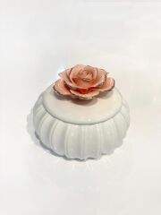 BEYAZ SOMON YUVARLAK PORSELEN KUTU 11CM