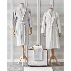 DELORA OFFWHITE/BEJ DANTELLİ 5 PARÇA BORNOZ SETİ